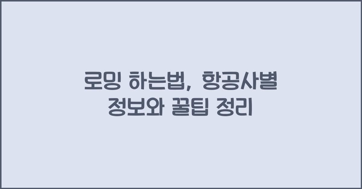 로밍 하는법