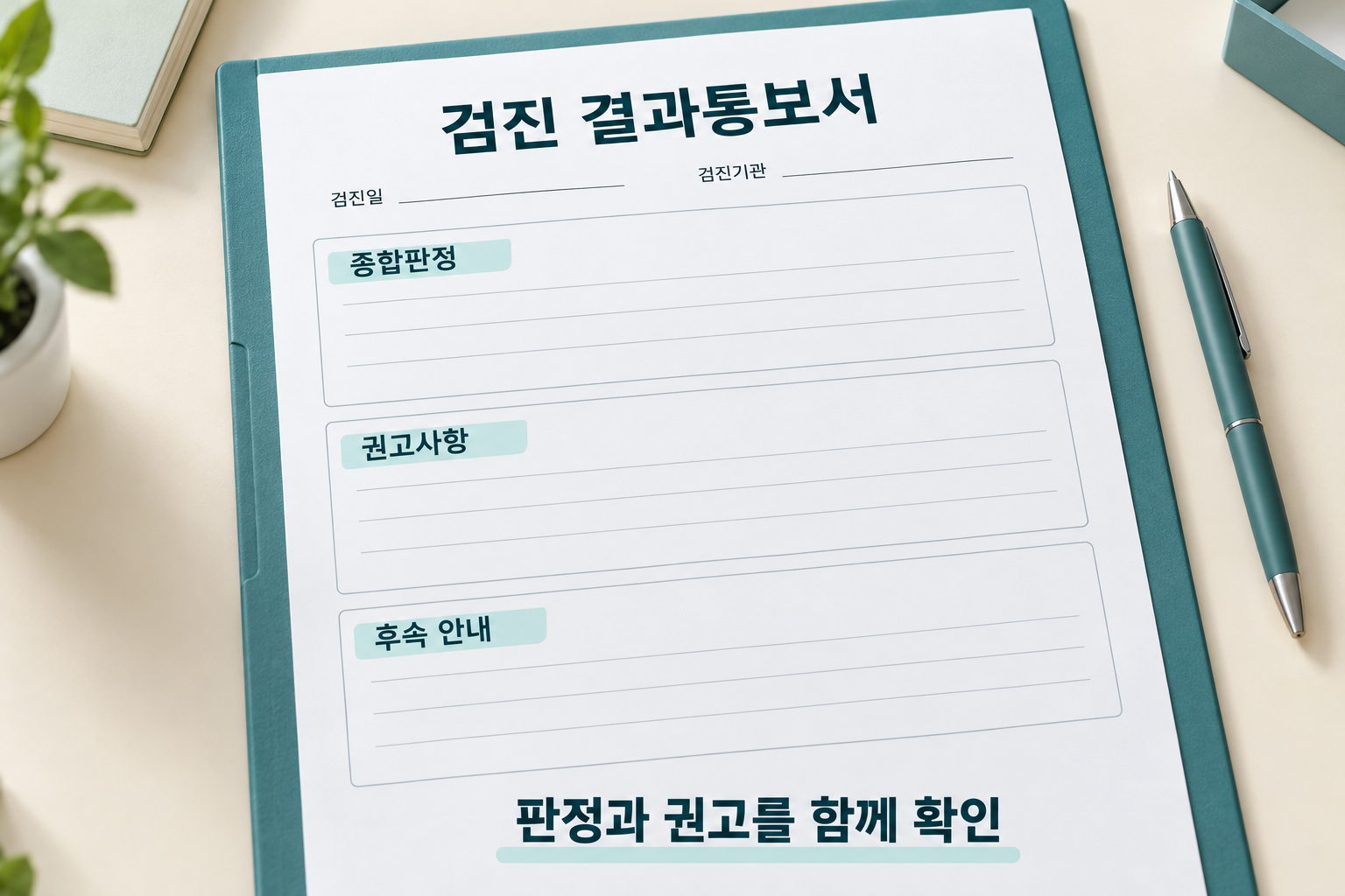 종합판정과 권고사항을 함께 강조한 설명용 통보서