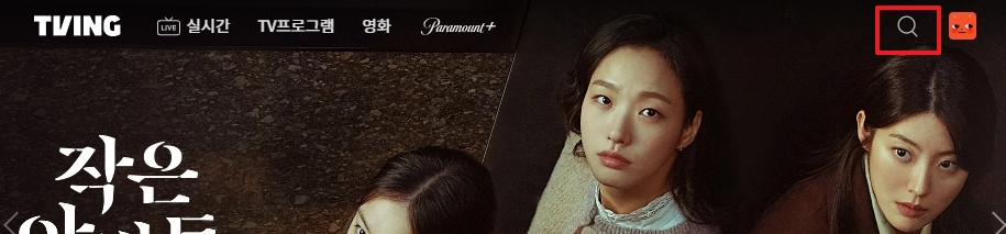 돋보기 모양의 검색 아이콘을 클릭하는 모습