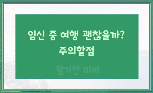 임신 중 여행 괜찮을까? 주의할점