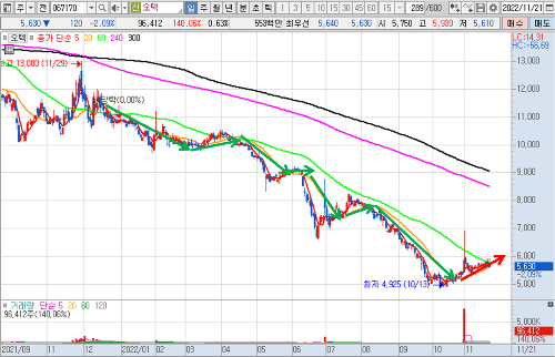 오텍 일봉 차트