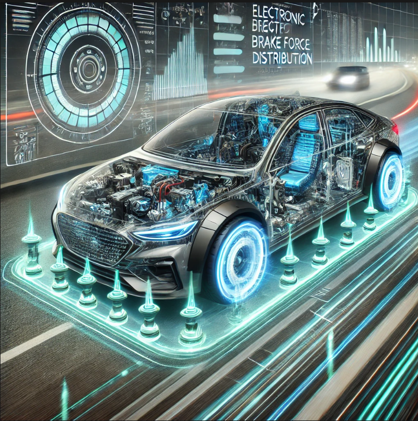 차량의 제동력이 자동으로 분배되는 모습