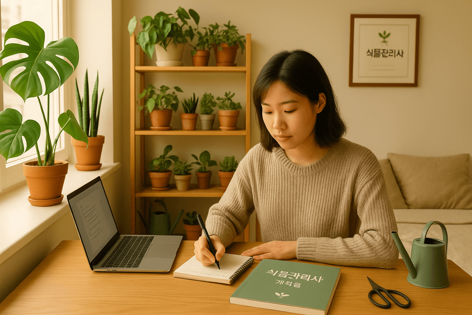 식물관리사 시험을 준비하는 자취러의 공부 장면