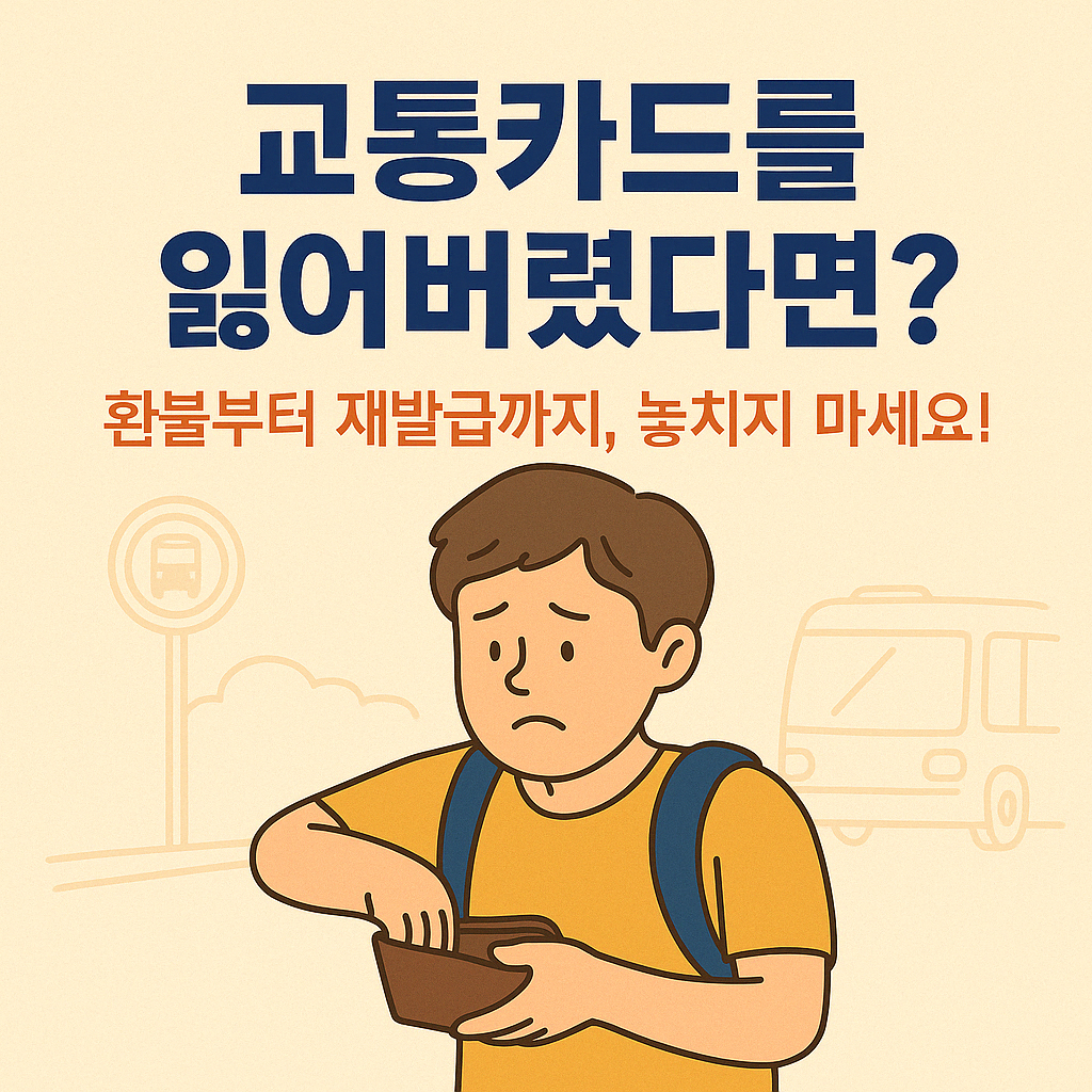 교통카드를 분실했을 때 어떻게 해야 할까? 하는 메시지를 직관적으로 전달하는 일러스트