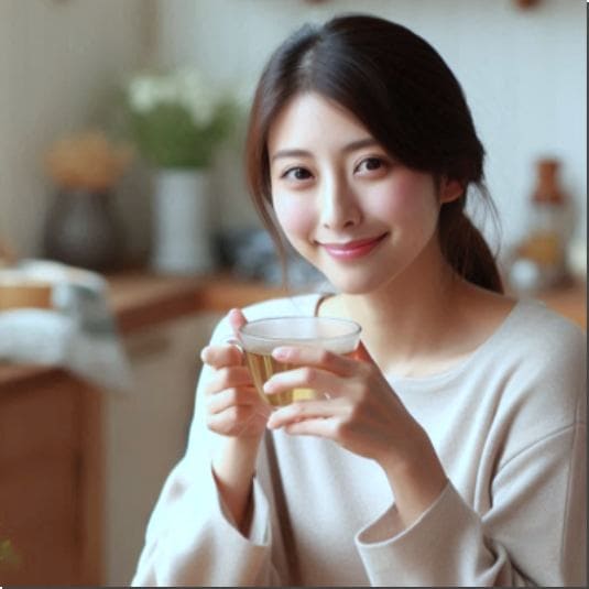당귀 차 마시는 여성