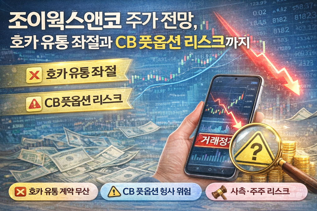 조이원스앤코 주가 급락, 호카 유통 무산과 CB 풋옵션 리스크 총정리