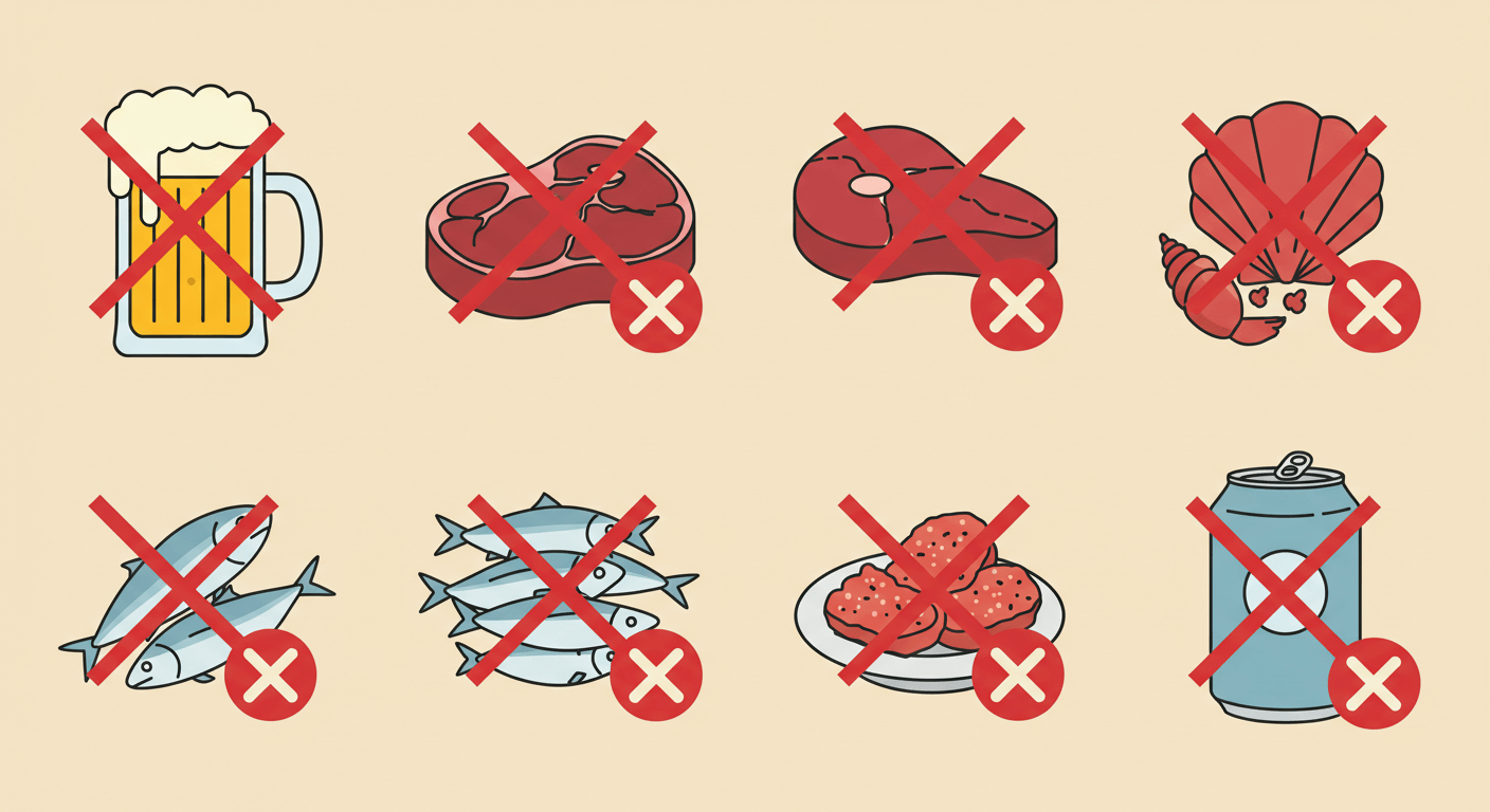 통풍 식단에서 피해야 할 음식