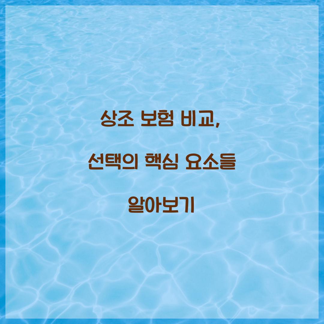 상조 보험 비교