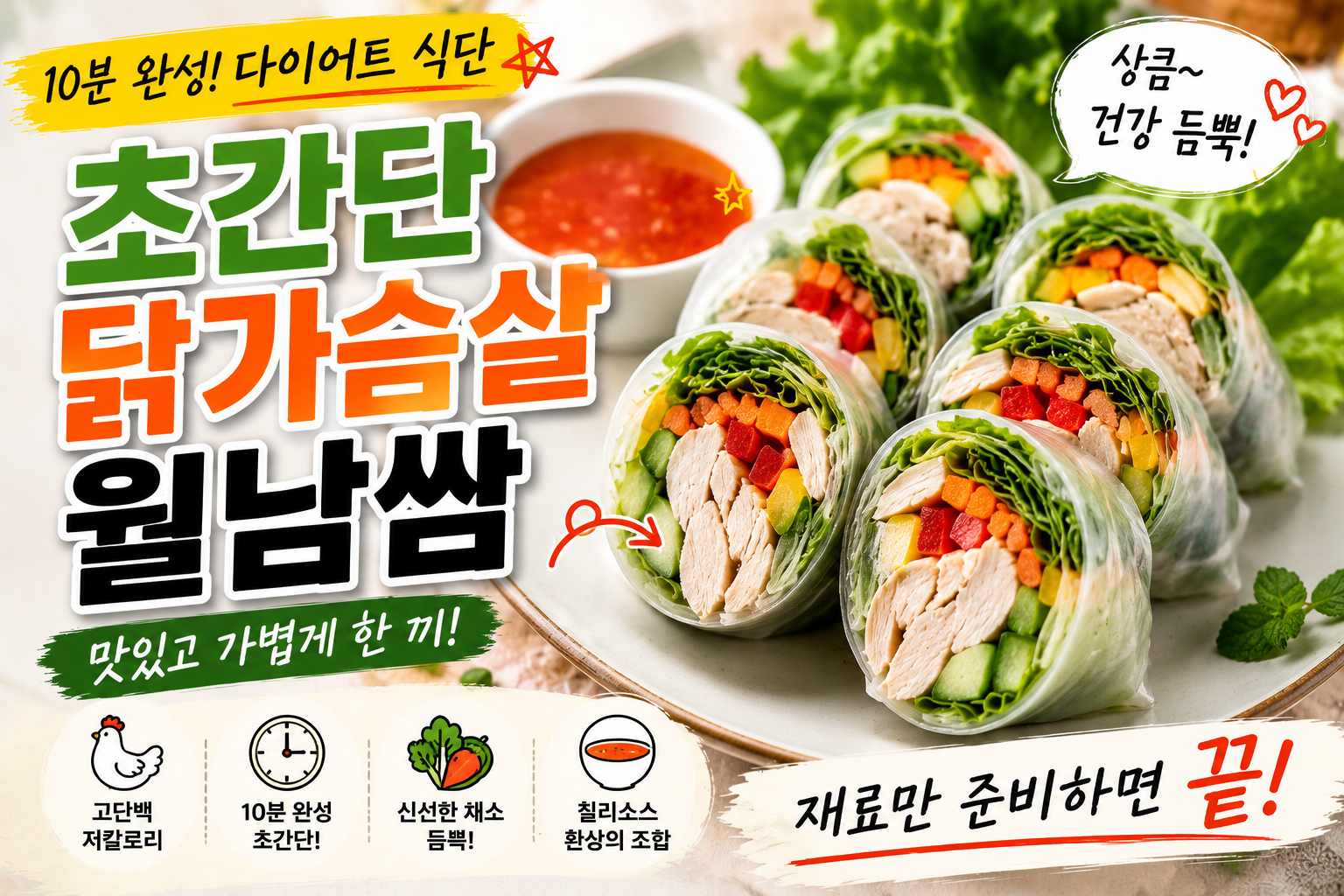 초간단 닭가슴살 월남쌈 레시피