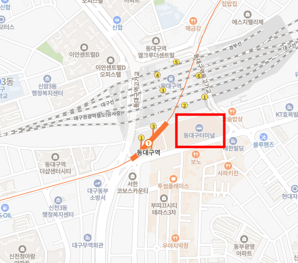 동대구고속버스터미널 위치-지도