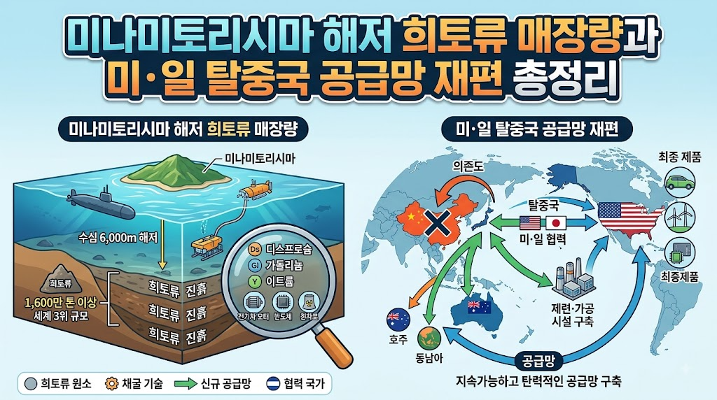 미나미토리시마 해저 희토류 매장량과 미&middot;일 탈중국 공급망 재편 총정리