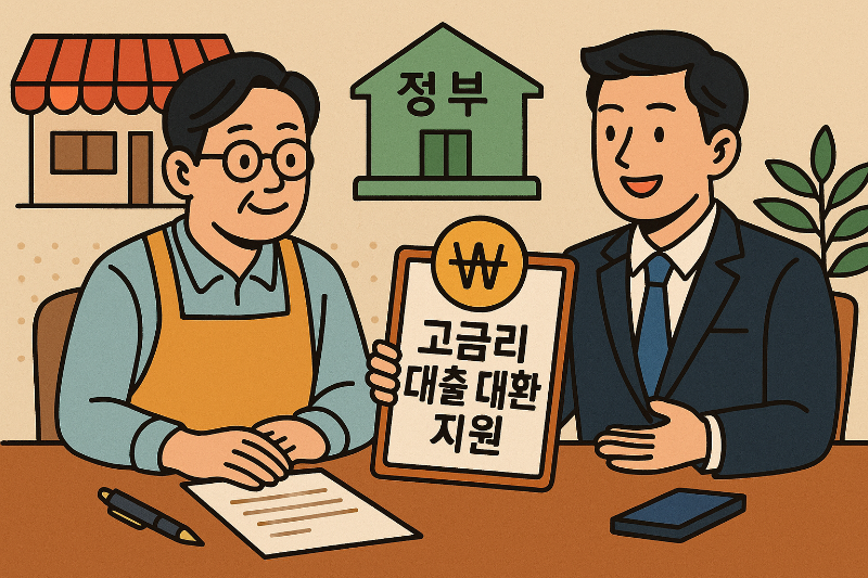 소상공인이 고금리 대출 대환 지원 상담을 받는 모습