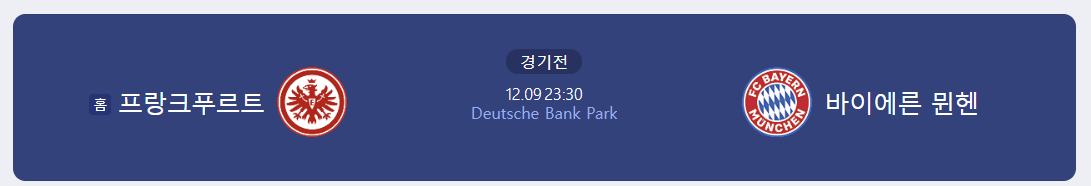 뮌헨-프랑크푸르트-경기일정