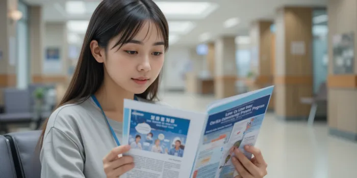 안내 책자 읽는 장면