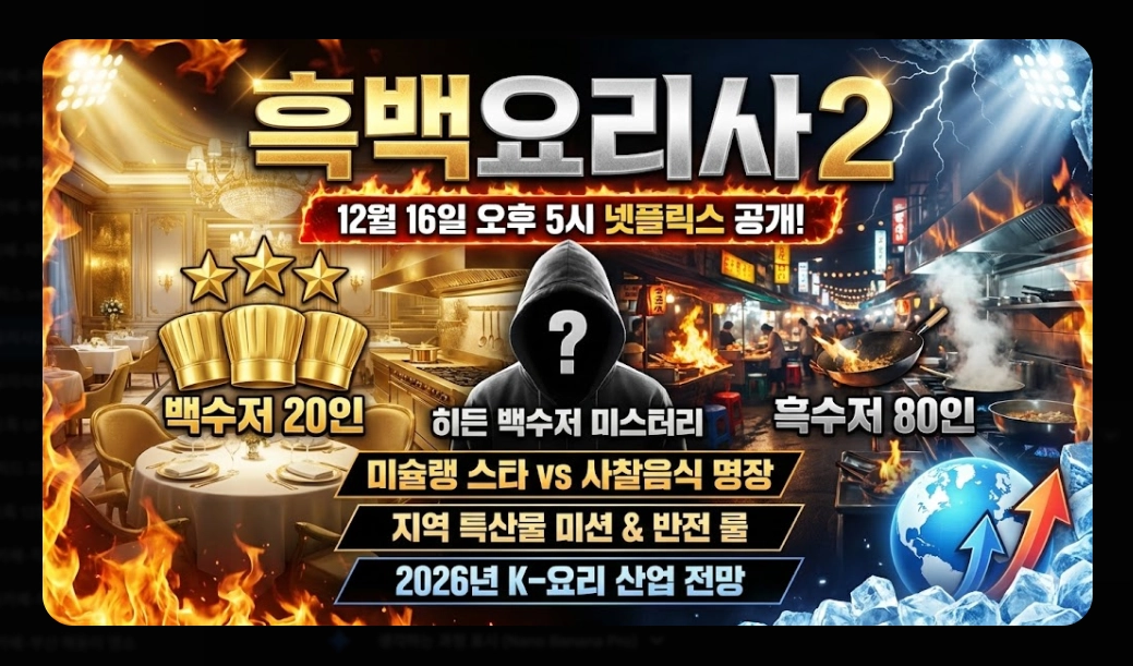 흑백요리사2 출연진 명단 완벽정리!