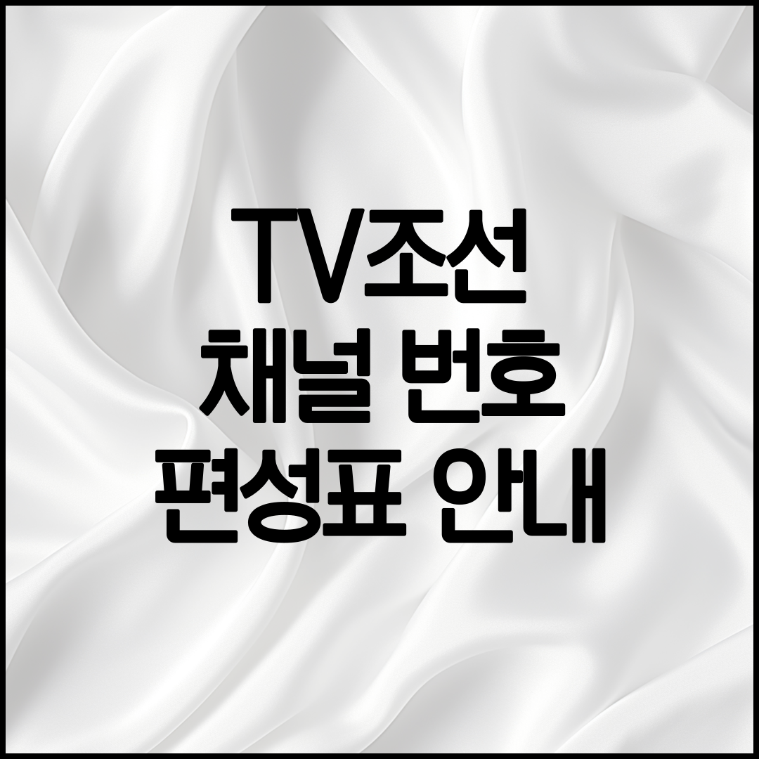 TV조선 채널 편성표 안내