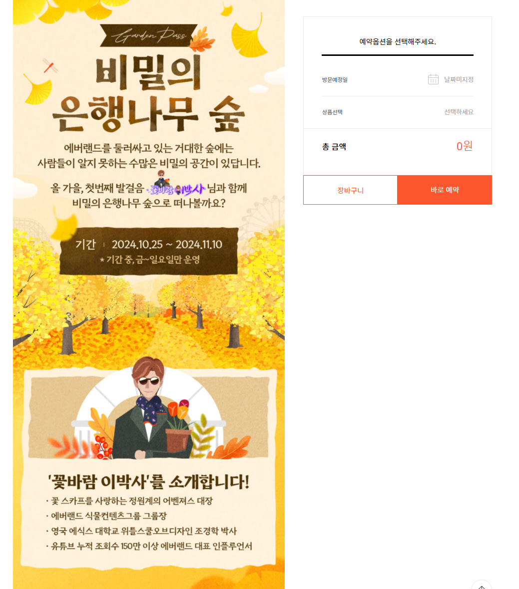 용인 에버랜드 비밀의 은행나무 숲 산책, 스마트 예약 및 제휴 카드 할인 방법