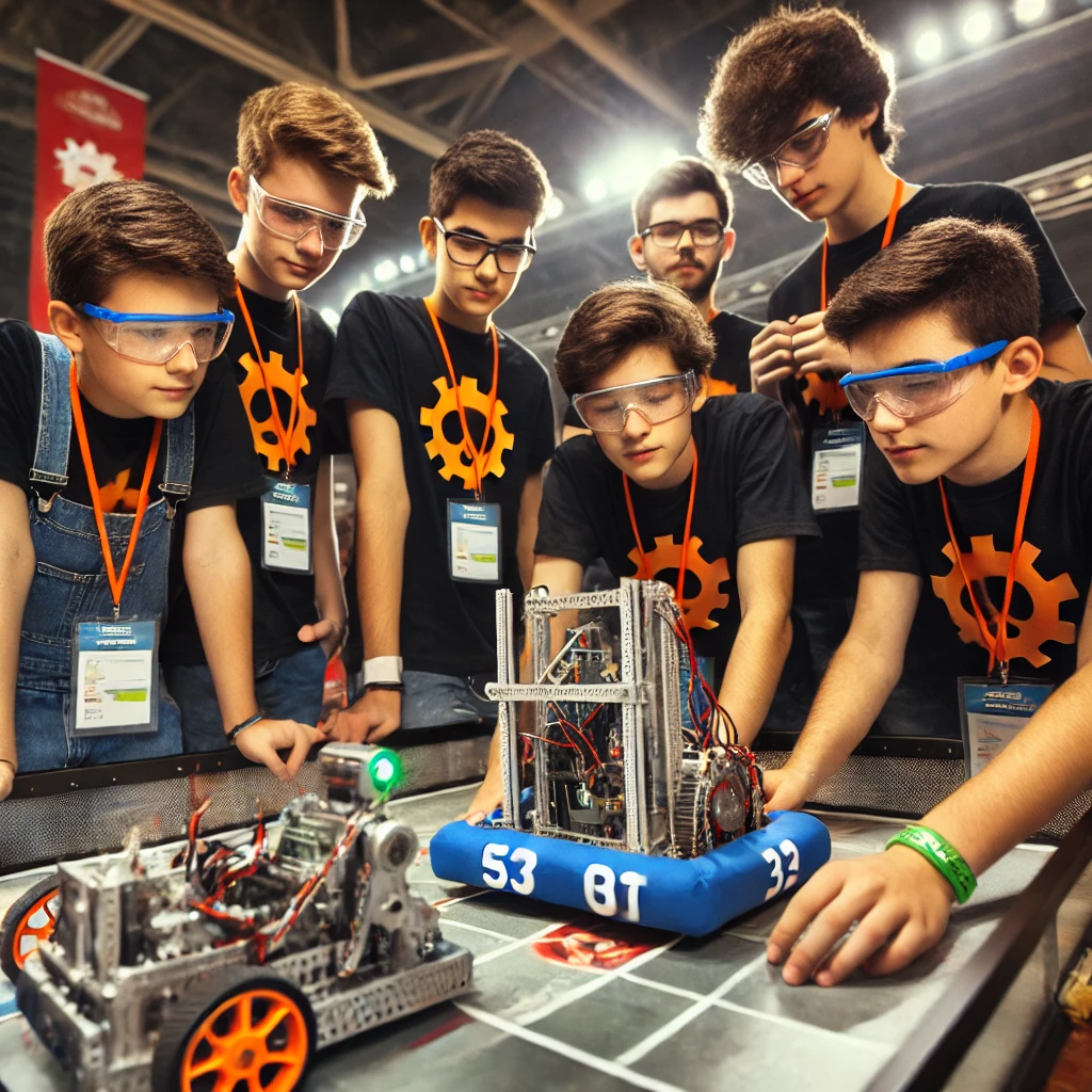 로봇 대회에 참여한 학생 모습