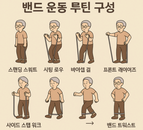 노인 밴드운동 이미지사진