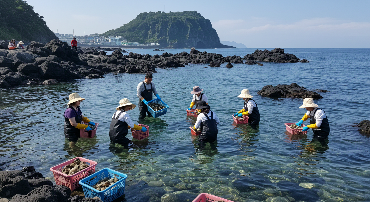 제주 바다에서 직접 해산물을 채취하는 깊이 있는 문화 체험.