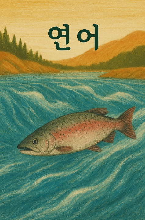 강을 거슬러 올라가는 연어