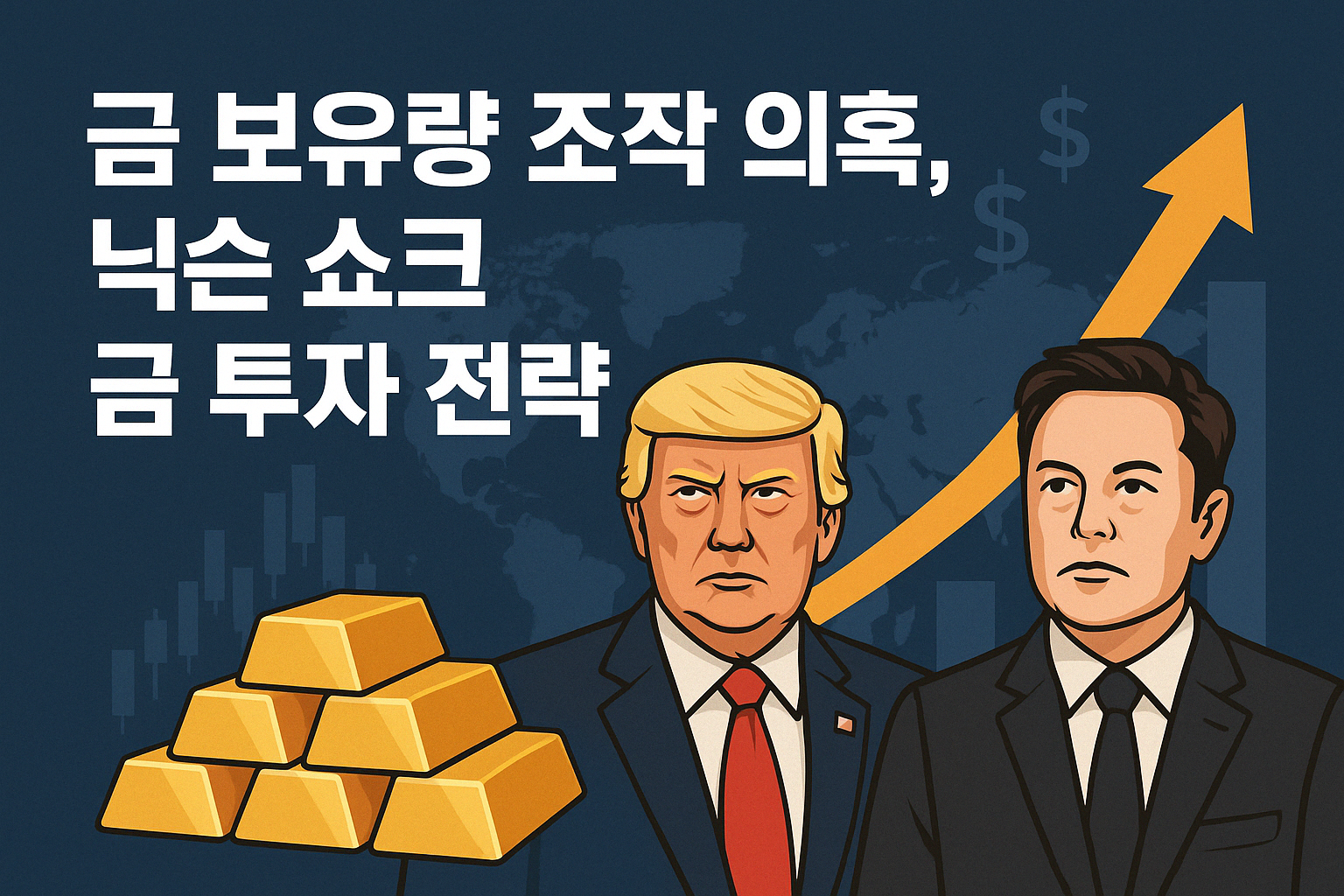 트럼프와 앨런머스크 그리고 금가격 상승 그래프 이미지