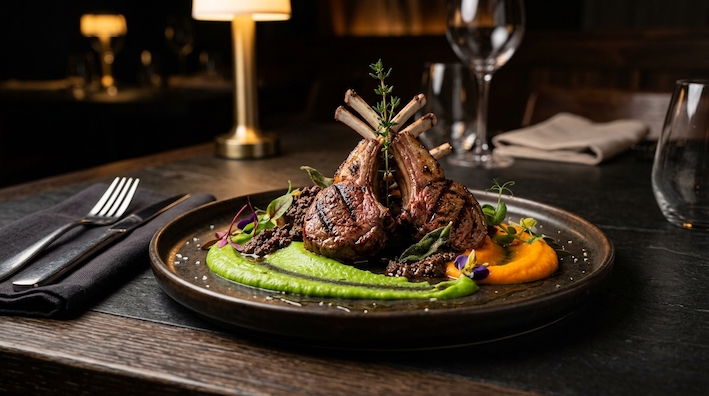 grilled lamb chops with black olive tapenade