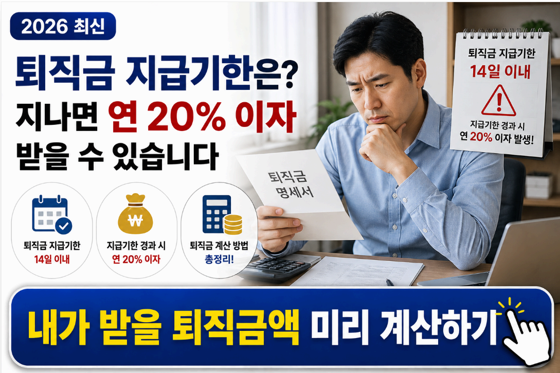 퇴직금 지급기한은? 지나면 연 20% 이자 받을 수 있습니다 (2026)