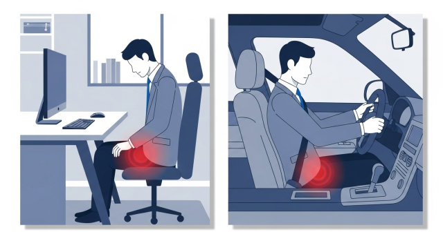 전립선염 증상, 장시간 좌식·운전과 골반 압박