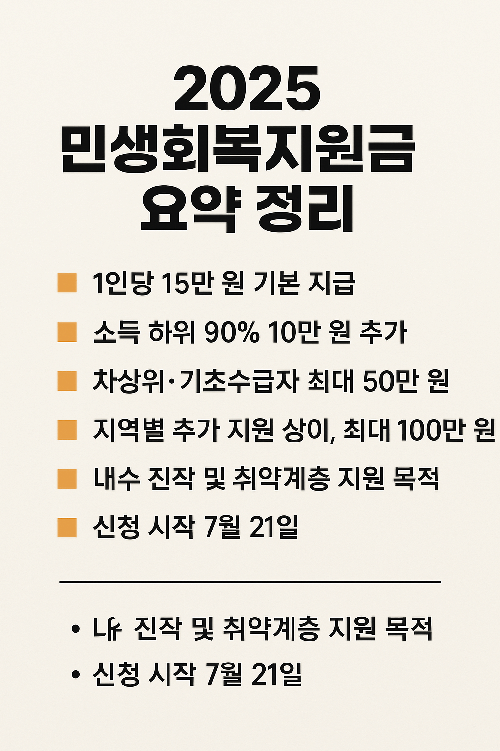 2025 민생회복지원금, 지역별·소득별 지급액 한눈에 정리