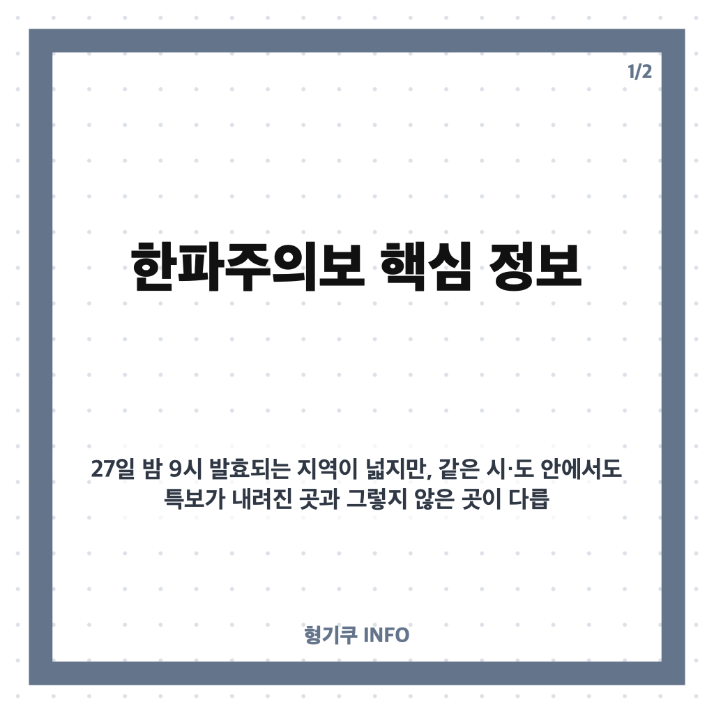 한파주의보 발효 지역은? 28일 아침 기온 최대 10도 하락 전망 카드뉴스 1