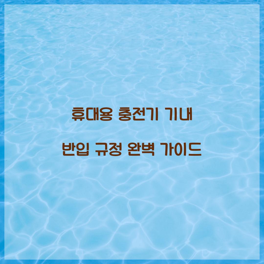 휴대용 충전기 기내 반입 규정