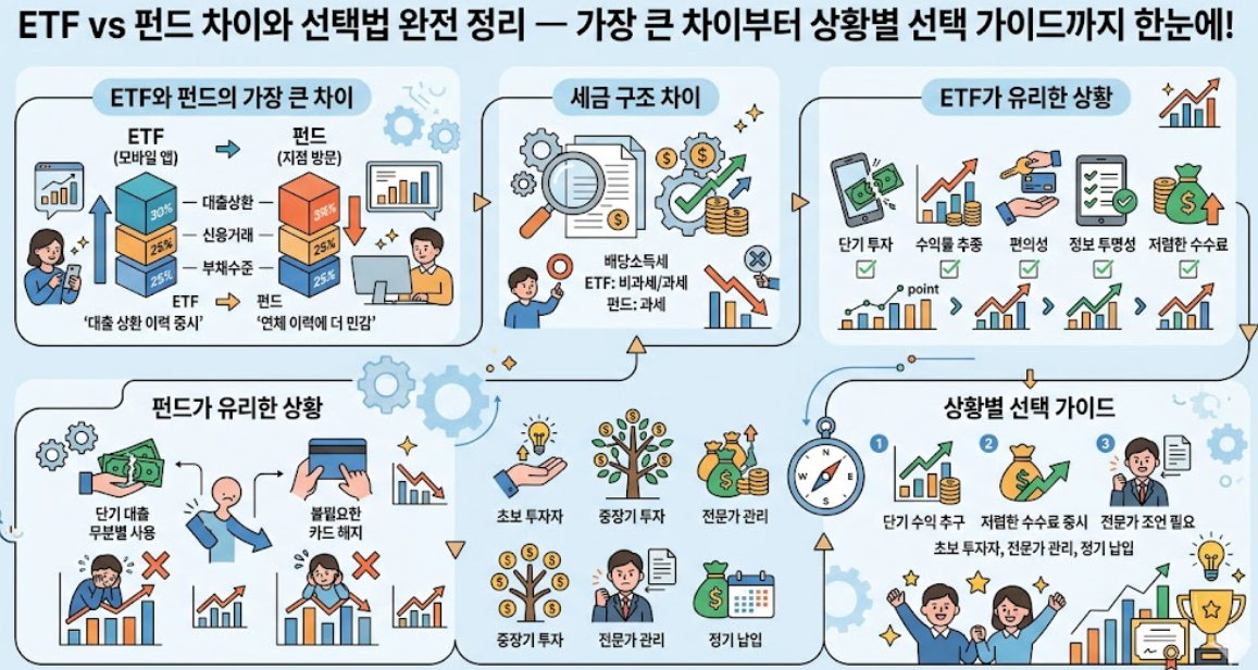 ETF, 펀드, 세금 구조 차이, ETF가 유리한, 펀드가 유리한, 상황별 선택 가이드