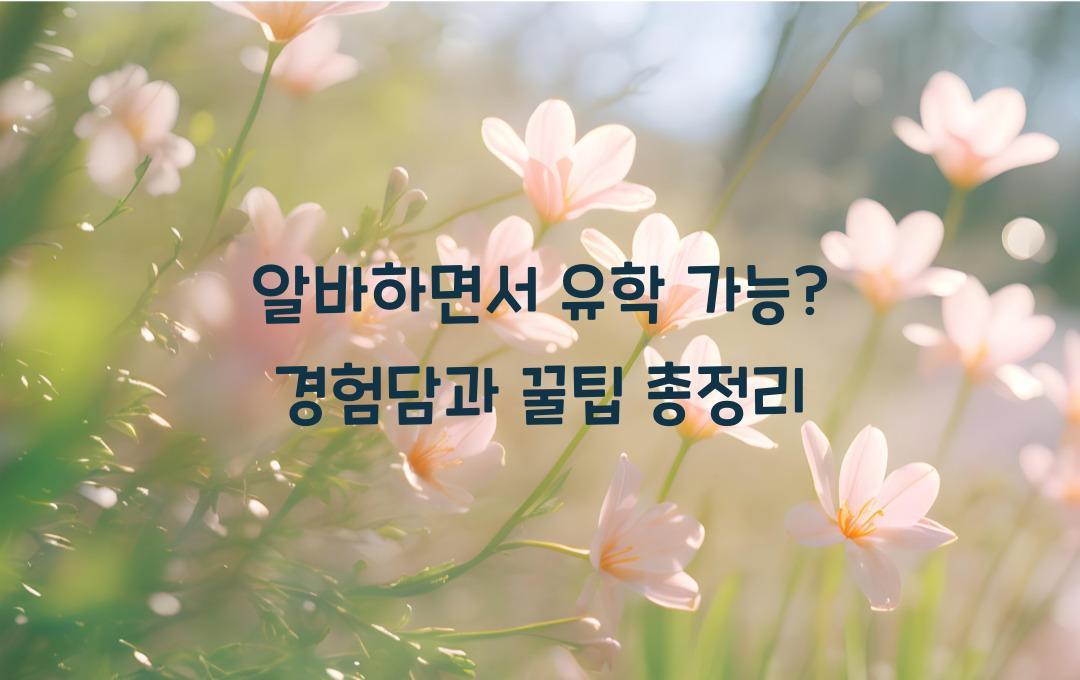 알바하면서 유학 가능? 현실적인 조언 & 주의할 점