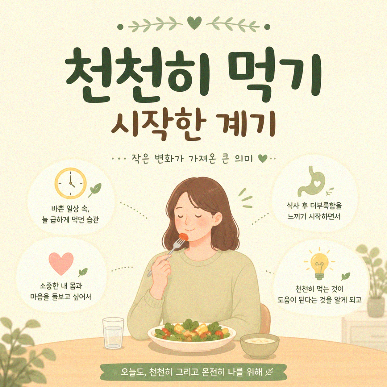 식사 속도를 줄이기 시작하니 포만감이 달라졌어요