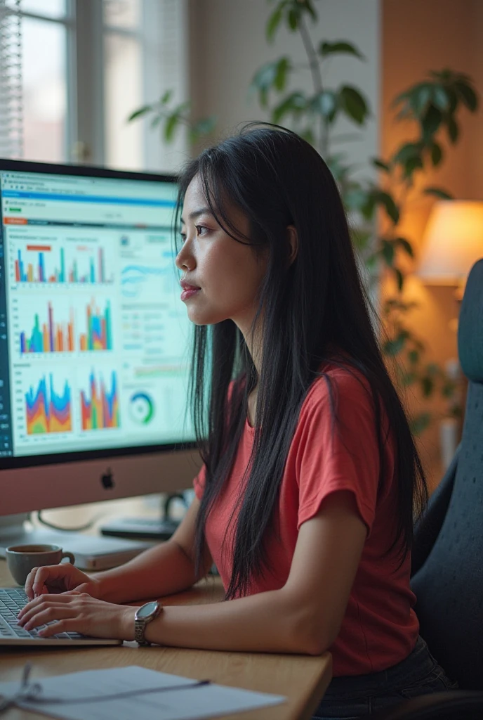 투자관련 고민하는 여자