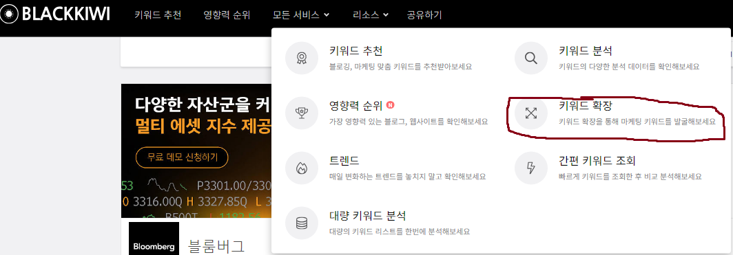 블랙키위 사용방법 - 키워드 확장