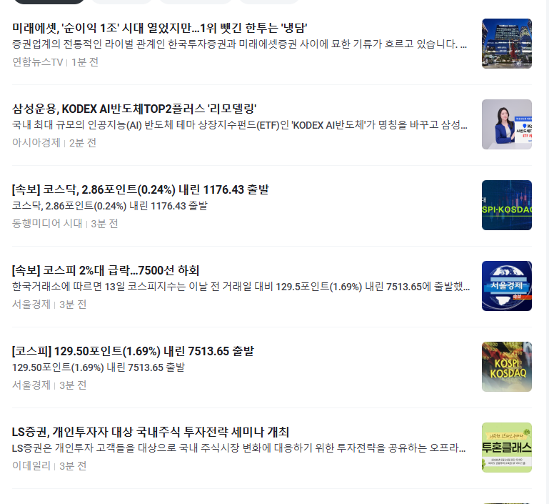 2026.05.13 국내 주식 시작 직후 주요 정보