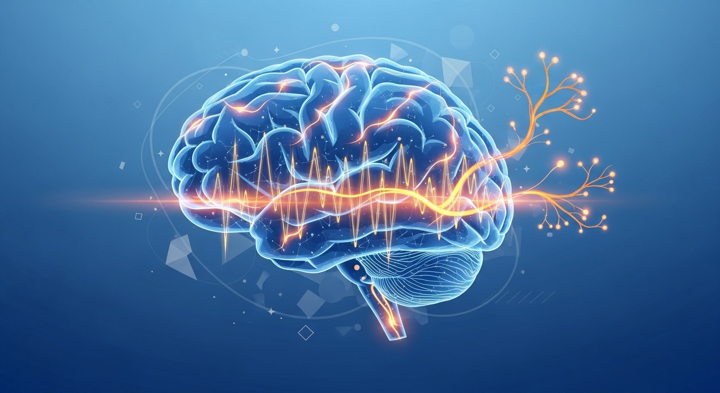 뇌 신경망이 활성화되는 모습을 형상화한 두뇌 훈련 개념 이미지