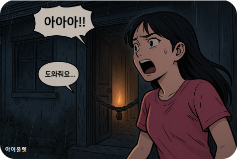 문틈 사이로 희미한 불빛을 목격한다