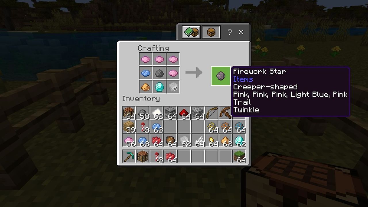 마인크래프트 폭죽 조합법 및 사용법
