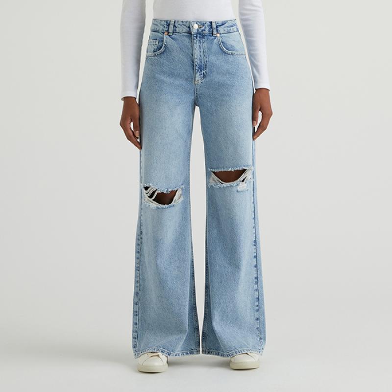 베네통 High-waist wide destroyed jeans 4IMUDE00O902