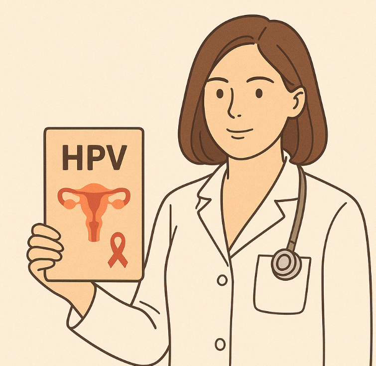 여의사가 자궁경부암바이러스 HPV 알려주는 그림