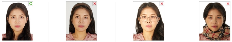 여권사진 규정 - 머리띠 안경