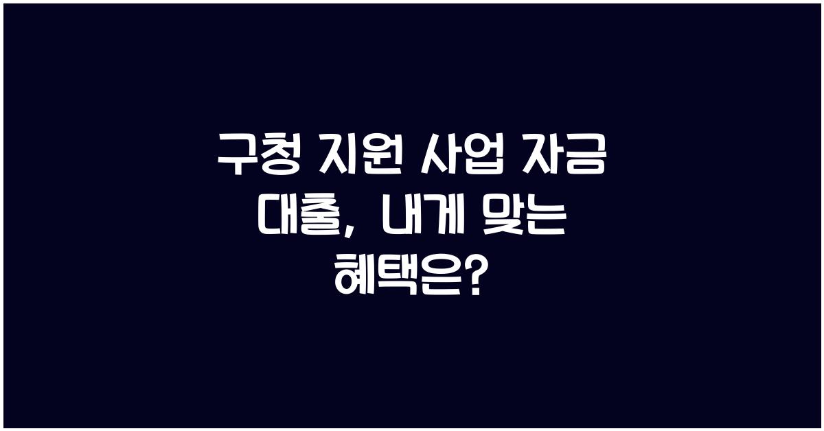 구청 지원 사업 자금 대출