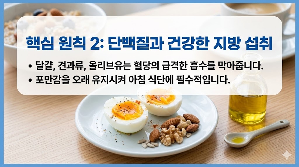 혈당 스파이크 없는 당뇨 아침 식단 구성 핵심 원칙
