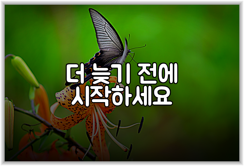 더 늦기 전에 시작하세요