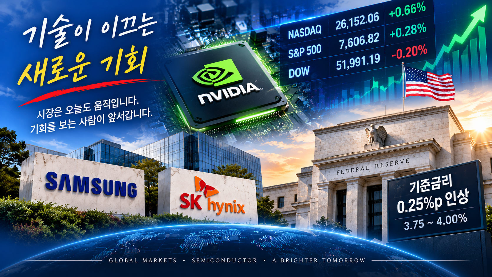 미국 뉴욕증시에서 나스닥과 반도체주가 반등한 모습을 표현한 이미지