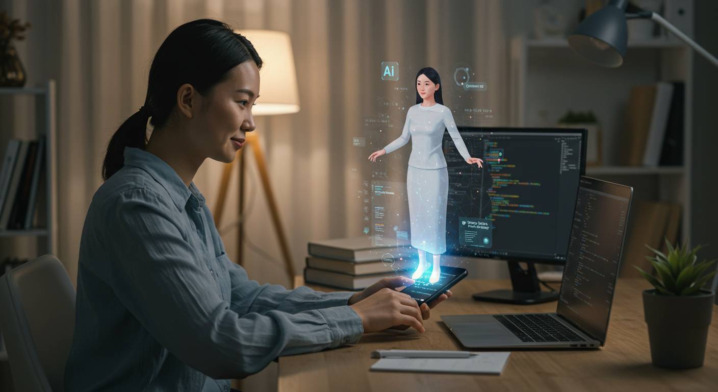 A digital assistant working inside a transparent Google ecosystem — Gmail, Docs, Calendar, YouTube — all orbiting around it like planets