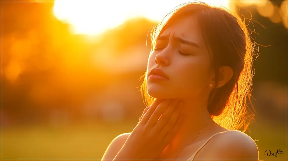 역류성-식도염-증상-목을-붙잡고-아파하는-여자의-모습